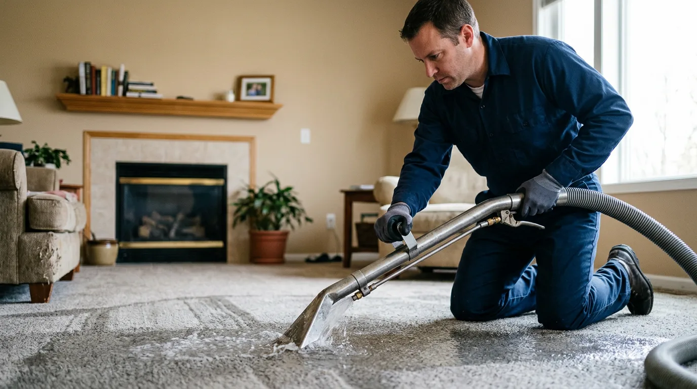 Water damage restoration technician working near Roscoe, PA